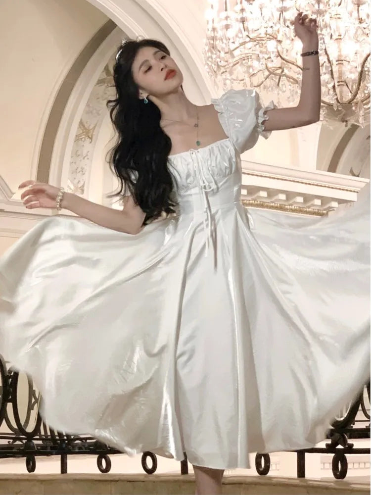 vmtvr Elegant Evening Party Dress Women 2024 Spring Summer Prom Robe Vestidos Korean A-line Princess Romantic Graduation Dresses New