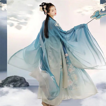 Ancient Chinese Women Hanfu Costume Fairy Cosplay Costume Dance Dress Party Outfit Hanfu Blue Red Sets For Women Plus Size XL