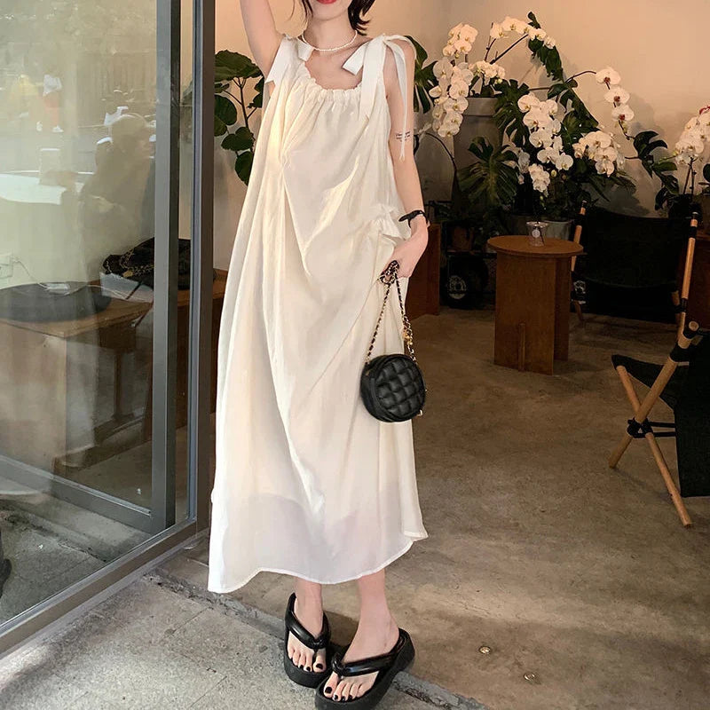 vmtvr Fashion Women Suspender Dress Summer Casual Bandage Sexy Backless Dresses Korean Beach Vacation Female Loose Dress New