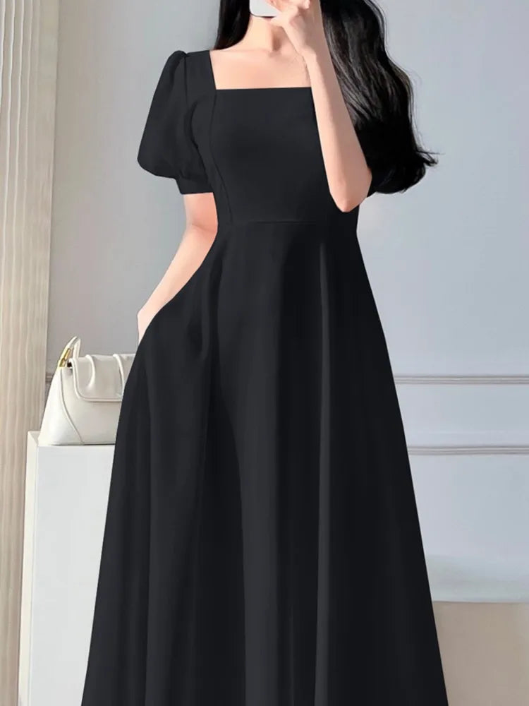 vmtvr New Elegant and Chic Women Summer Dresses Korean Fashion Vintage Casual A-Line Party Birthday Robe Female Clothings Vestidos