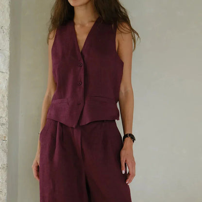 vmtvr Summer Basic V-neck Tanks Vest Women Linen Cotton Fashionable Sleeveless slim Vest Versatile Office Ladies Crop Tops