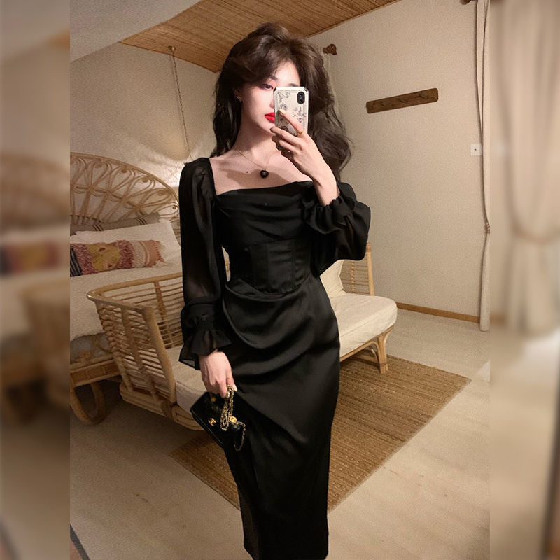 vmtvr - Solid Elegant Fairy Dresses Women Casual Party Fashion Korean One Piece Dress Female Lace Vintage Chic Midi Dresses