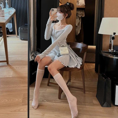 vmtvr High Waist elegant Mini Dress Women Summer Long Sleeve Sexy Casual Dress female Ball Gown Fashion korean style party Dress