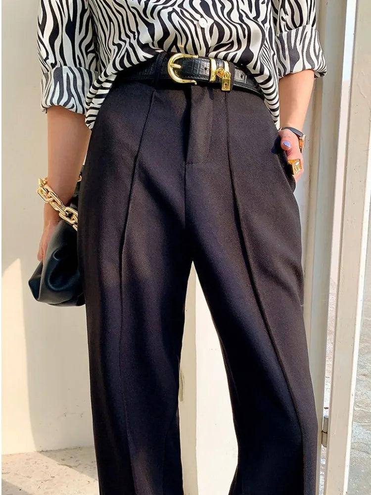 vmtvr Solid Women's Summer Pants High Waist Loose Wide Leg Pants Korean Fashion Straight Trousers Women High Street Suit Pants Female