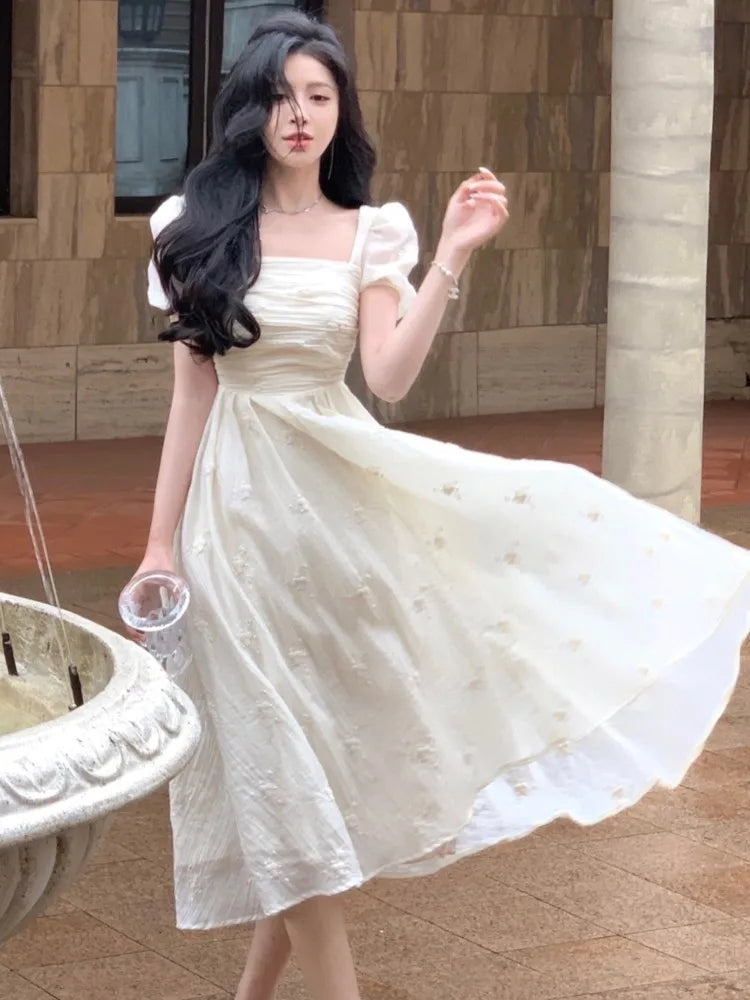 vmtvr France Elegant Evening Party Dresses for Women Summer 2024 New Princess Embroider Midi Vestidos Female Prom Robe Slim Clothes