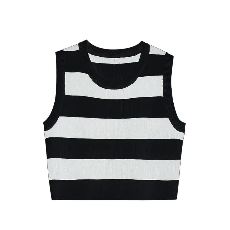 vmtvr Summer Women Striped Tank Top Streetwear Fashion New Slim Short Tees Female Clothing Versatile Sports Knitted Sleeveless Tanks