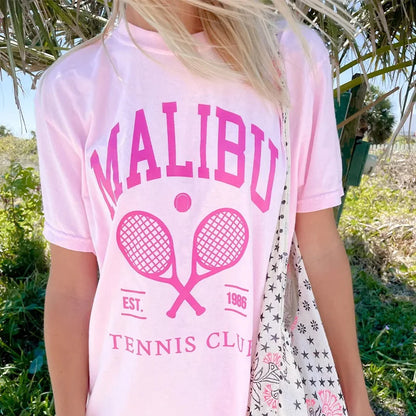 -Retro sports style outfit streetwear 90s fashion Calelinka American Malibu Tennis Club Women Y2K Pink T Shirts For Female Short Sleeve Loose Cotton Summer Casual Printing Tees