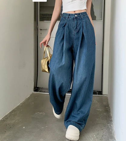 vmtvr Women 2024 Summer Autumn Wide Leg Denim Pant Trousers Streetwear Straight High Waist Jeans Loose Boyfriend Jeans Ladies