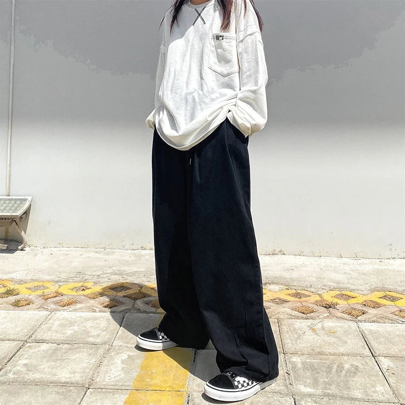 vmtvr High Waist Women Cargo Pants Summer Oversize 4Xl Casual Solid Wide Leg Pants Y2K Female All Match Bf Loose Trousers