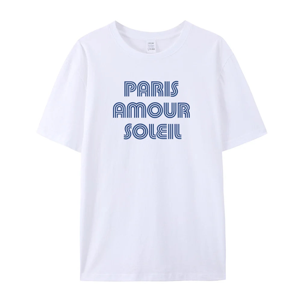 -Retro sports style outfit streetwear 90s fashion Paris Amour Soleil Letters Printing French Vintage Style White T Shirts Women Short Sleeve Loose Cotton Summer Tops Chic Tees