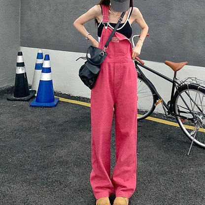 vmtvr Women Denim Overalls Korean Casual Big Pocket Loose Jumpsuit Summer Fashion All Match Jeans Female Streetwear Trousers New