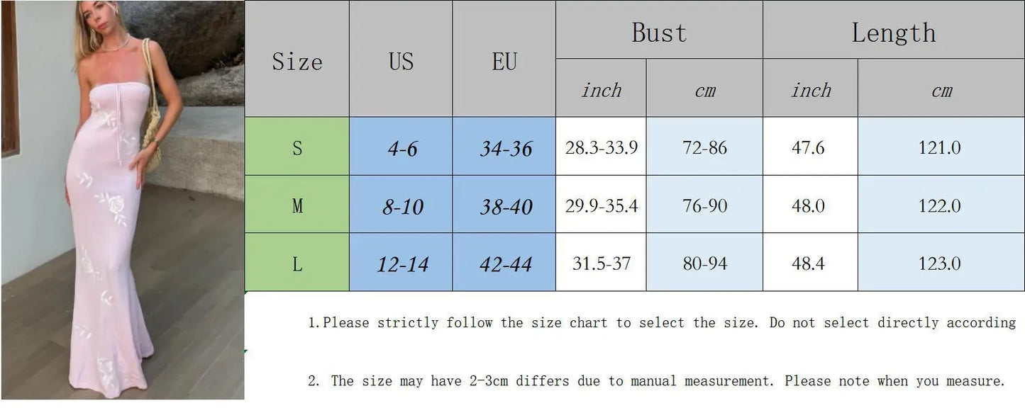 vmtvr -  Pink Knit Strapless Dress Women Fashion Flower Jacquard Slim Long Dresses Summer Sexy Backless Beach Birthday Party Dress