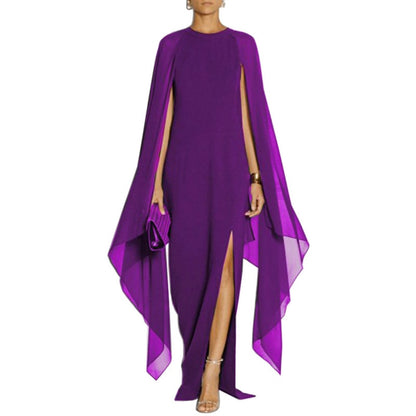 vmtvr Summer Maxi Dresses for Women Evening Party Chiffon Cape Sexy Long Dress Female High Slit Vestidos De Mujer Feminino Robe Femme