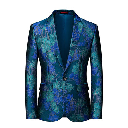 jiaabc Fashion New Men's Casual Boutique Business Wedding Host Slim Bronzing Suit Flower Jacket Dress Blazers Coat