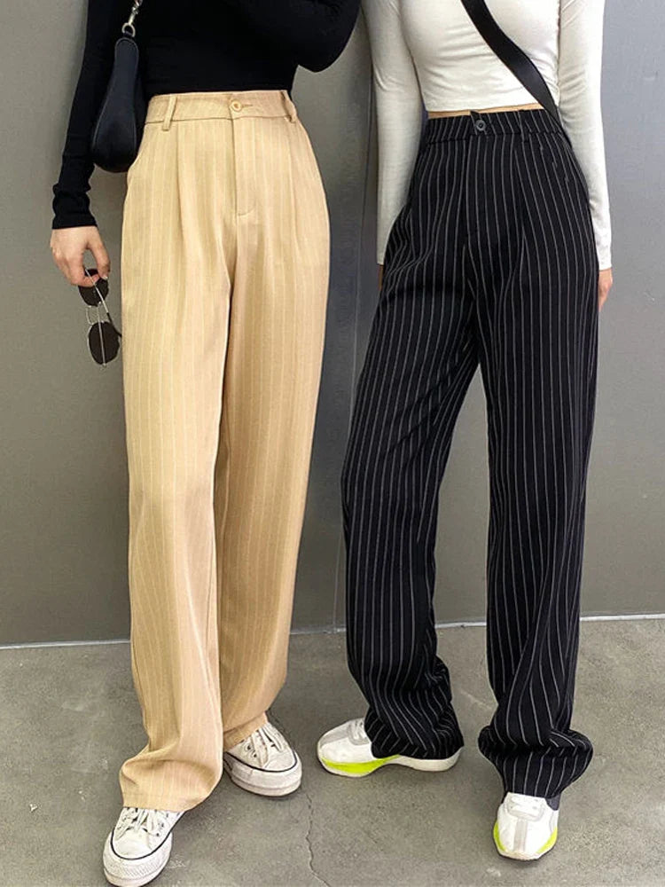 vmtvr High Waist Oversize Loose 4Xl Striped Trousers Women Summer Streetwear Wide Leg Pants Fashion Korean All Match Female Pants