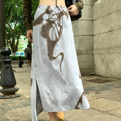 vmtvr High Waist Women Skirts Summer Korean Casual Ankle Length Skirts Female Fashion Streetwear All Match Split Skirts New