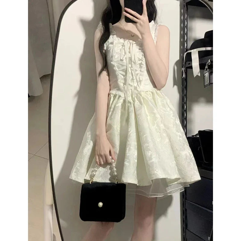 vmtvr  -  Sweet Lolita Women Dress Elegant Vintage Fairy Princess Party Slip Dresses Casual White Gothic New Korean Fashion Female Clothes