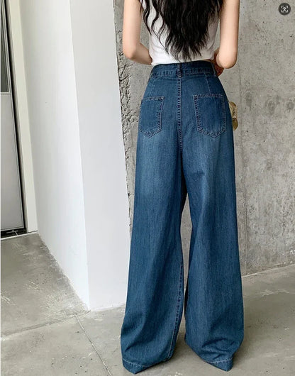 vmtvr Women 2024 Summer Autumn Wide Leg Denim Pant Trousers Streetwear Straight High Waist Jeans Loose Boyfriend Jeans Ladies