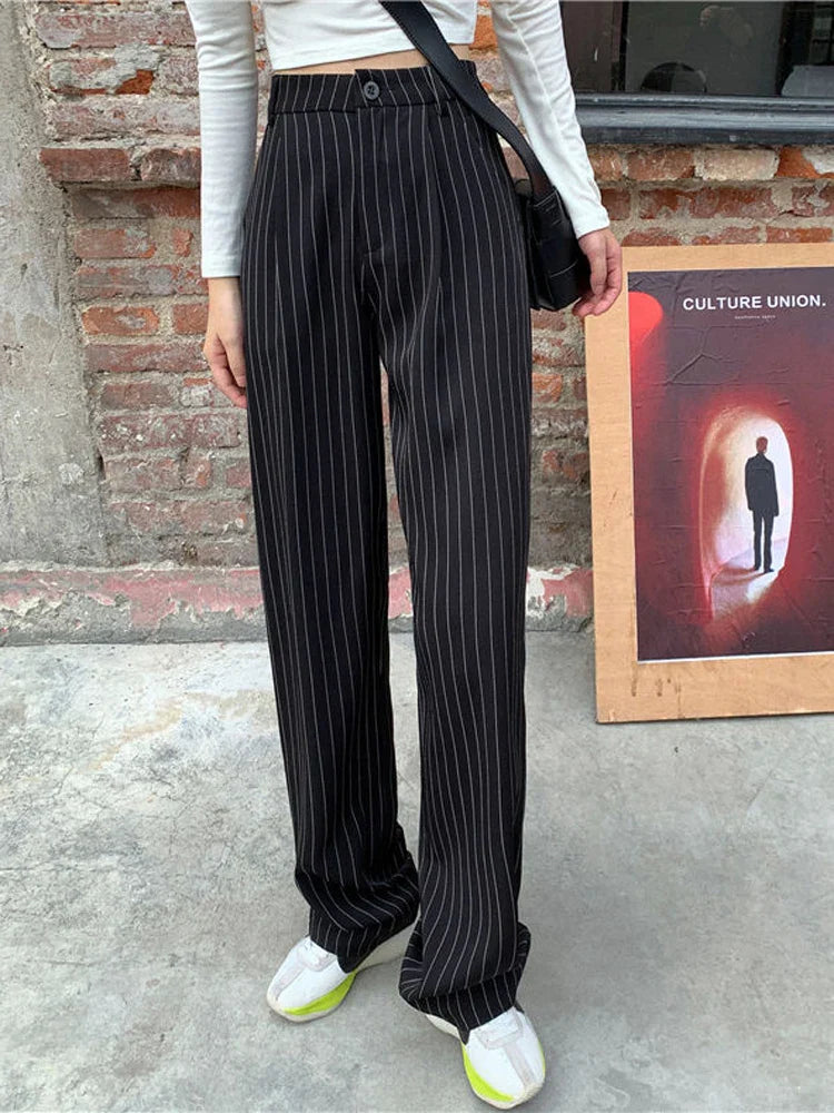 vmtvr High Waist Oversize Loose 4Xl Striped Trousers Women Summer Streetwear Wide Leg Pants Fashion Korean All Match Female Pants