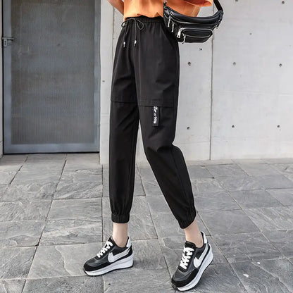 vmtvr Summer New Women Solid Haren Pants Korean Fashion Streetwear Sports Casual Thin Loose High Waist Student Joggers Cargo Trousers