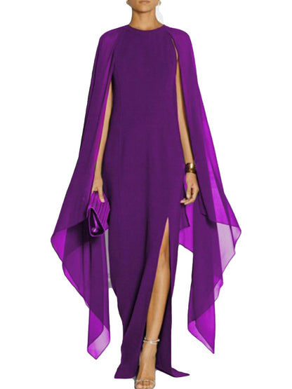 vmtvr Summer Maxi Dresses for Women Evening Party Chiffon Cape Sexy Long Dress Female High Slit Vestidos De Mujer Feminino Robe Femme