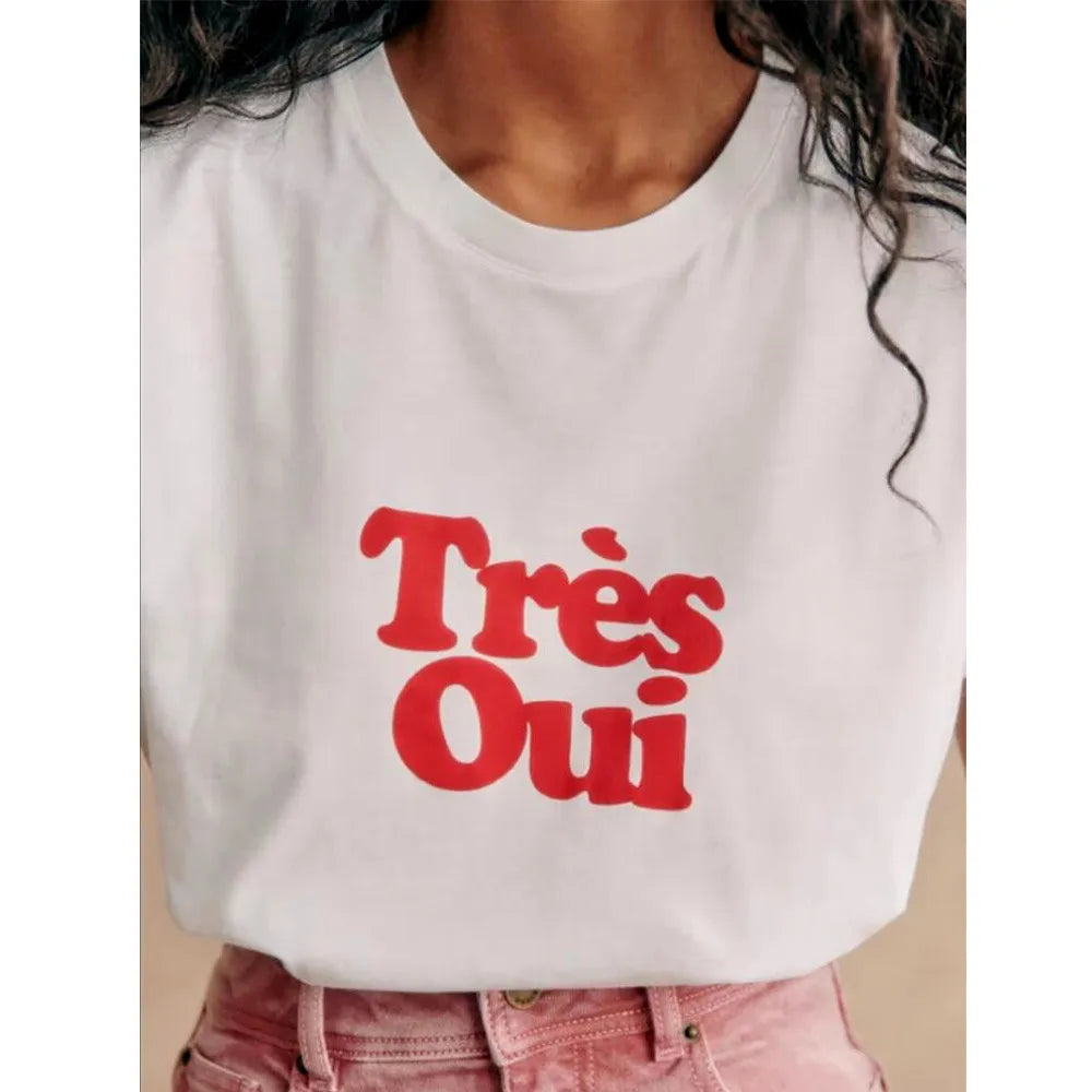 -Retro sports style outfit streetwear 90s fashion Summer New Arrival Paris Fashoin Letters Printin T Shirts Women White Loose Cotton Short Sleeve Tops Ins Fashion Casual Tees