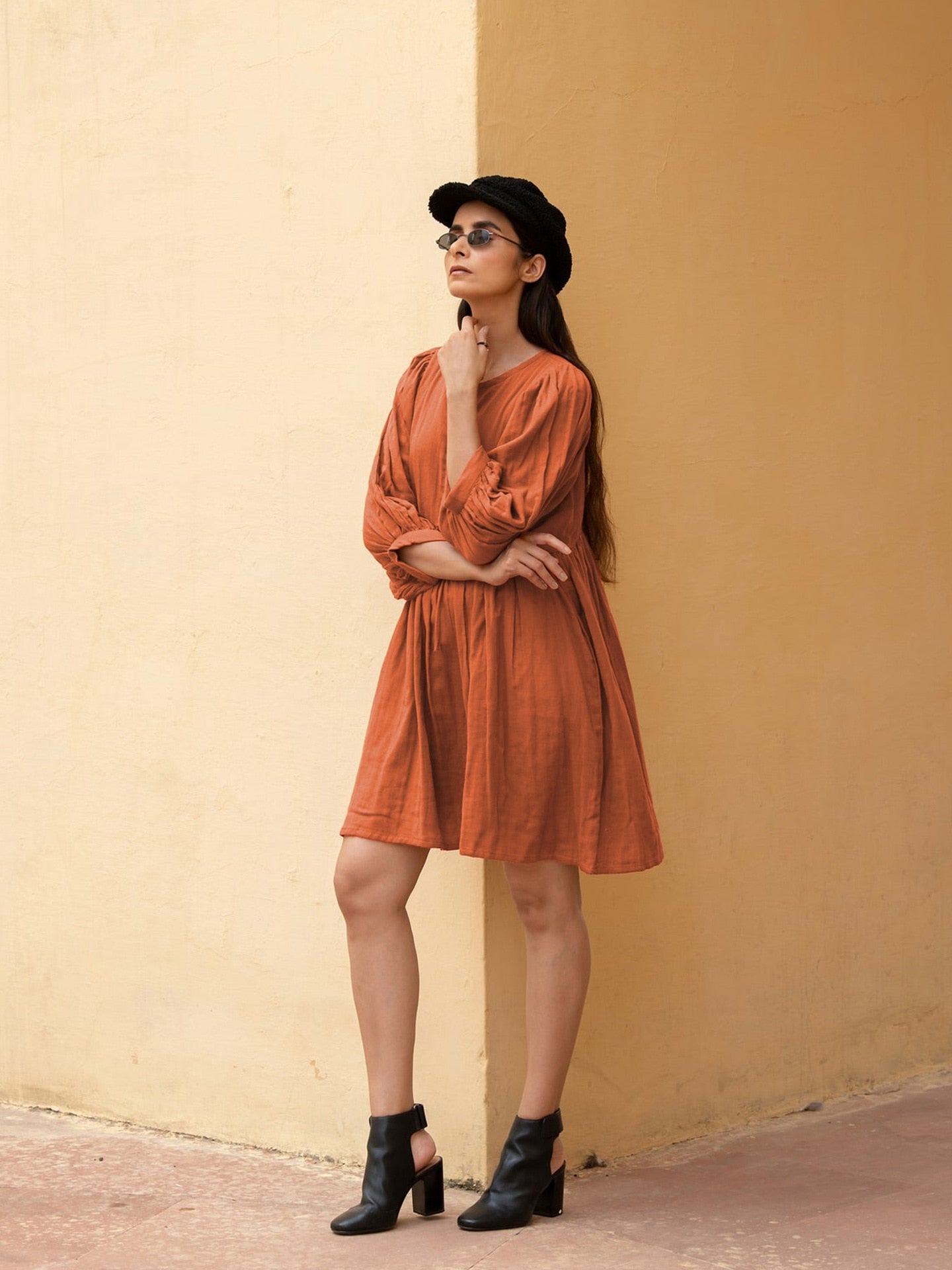 vmtvr - 2023 New Oversized Spring Dress Round Neck Lace Up Bat Sleeve Fashion Beach Mini Dress Pleated Large Size Vintage Boho Dress