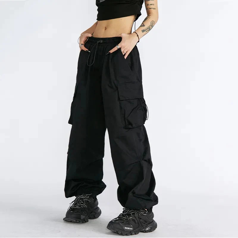 vmtvr Streetwear Women Cargo Pants Korean Fashion Oversized Pocket Loose Wide Leg Pants Summer Bf High Waist Female Trousers New