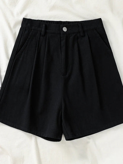 vmtvr Pure Cotton Women Shorts Casual Elastic High Waist Wide Leg Shorts Korean Style Fashion Summer Ladies Loose Shorts New