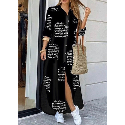 vmtvr - Casual Long Shirt Dress Autumn Women Long Sleeve Maxi Dresses Laides Turn-down Collar Office Dresses Loose Sundress Robe Longue