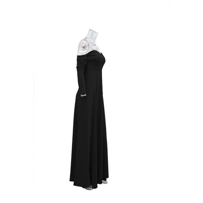 Off Shoulder Sexy Long Dress Women Elegant Evening High Split Celebrity Dresses Backless Bodycon Christmas Dress