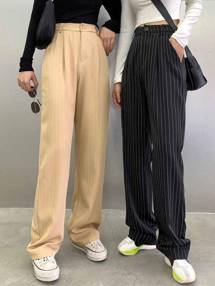 vmtvr High Waist Oversize Loose 4Xl Striped Trousers Women Summer Streetwear Wide Leg Pants Fashion Korean All Match Female Pants