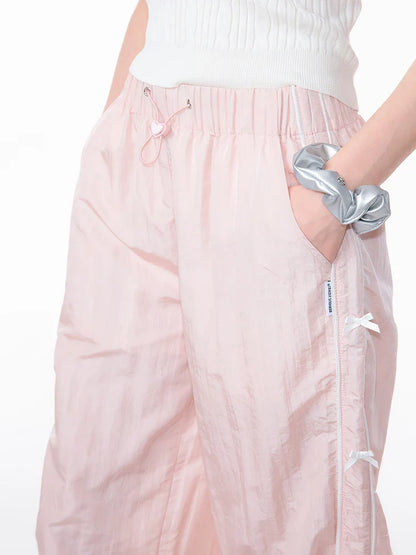 vmtvr Sweet Bow Wide Leg Pants Women 2024 Summer Casual Loose Pants Fashion Streetweear Elastic Waist Sweatpants