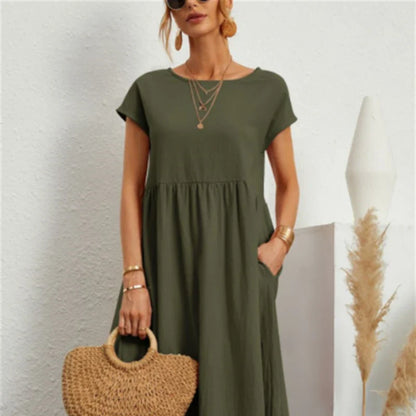 vmtvr - Elegant bodycon sexy cotton Women's dress for women  summer A-line short sleeve boho midi dresses woman robe femme ladies