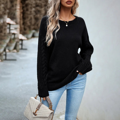 vmtvr New Women Long Sleeve Sweaters Autumn Winter O Neck Knitted Tops Solid Color Ladies Causal Loose Sweater Knitwear