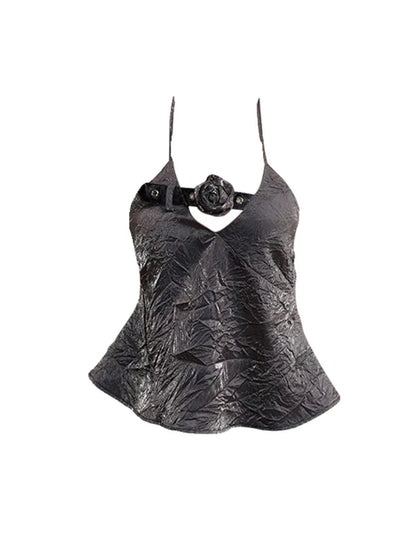 vmtvr Summer Women 2000s Aesthetic Dark Academia Camisole Ruffles Halter Top Design Y2k Gothic Coquette Gyaru Vintage Old Money Hot
