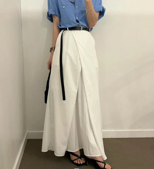 vmtvr Fashion Pockets Skirts Women Elegant Office Ladies Casual Loose High Waist Midi Skirt 2024 Summer Korean