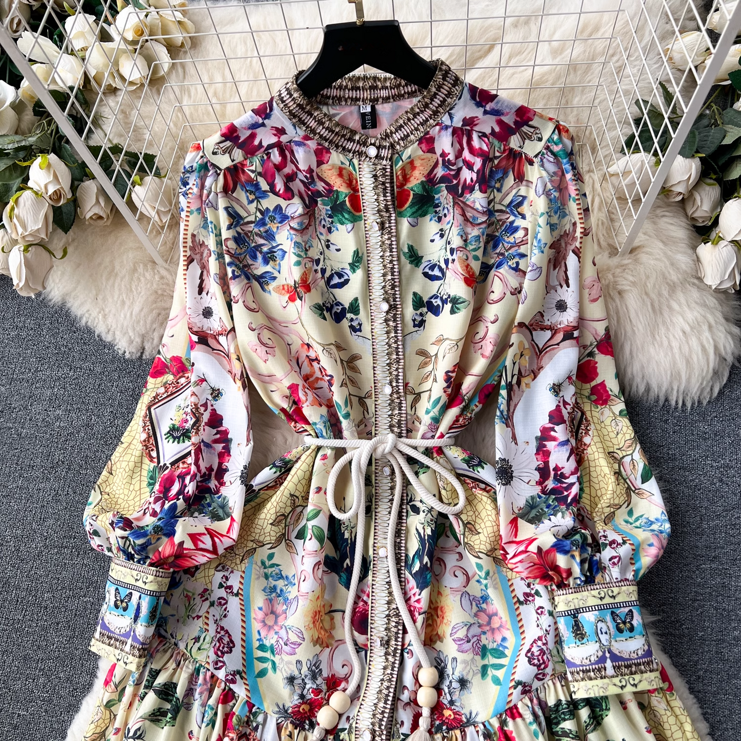 - Women's autumn palace-style high-end printed dress GEU536