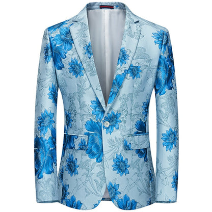 jiaabc Fashion New Men's Casual Boutique Business Wedding Host Slim Bronzing Suit Flower Jacket Dress Blazers Coat