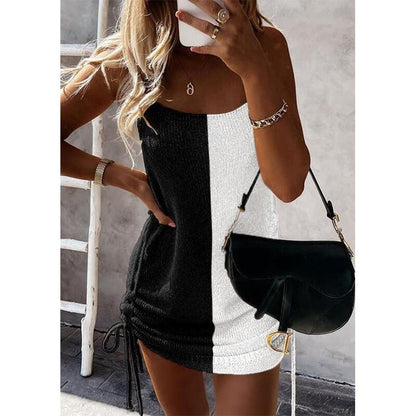 vmtvr Summer Sleeveless Sling Mini Short Dress Women Casual Fashion Backless Drawstring Low Collar Solid Sexy Spring 2023 New Dresses