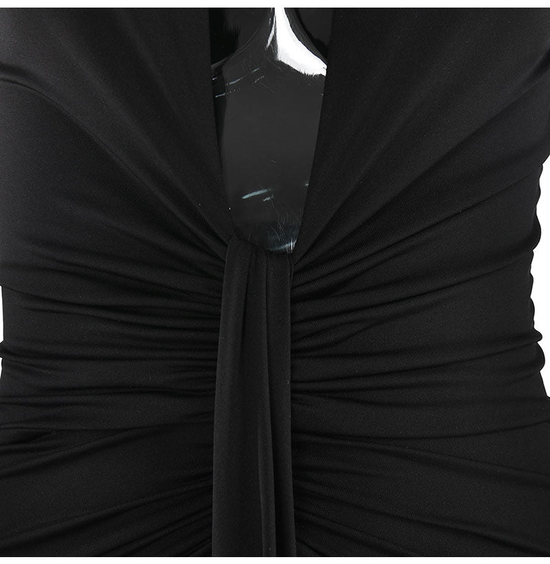 vmtvr - Elegant Pleated Casual Bodycon Long Dress Autumn Winter Women Slim Evening Party Robe Sexy Bandage Ladies Dress