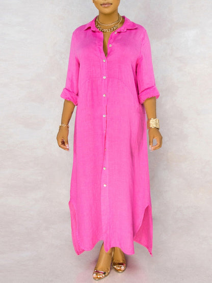 vmtvr Solid Button Maxi Shirt Dress