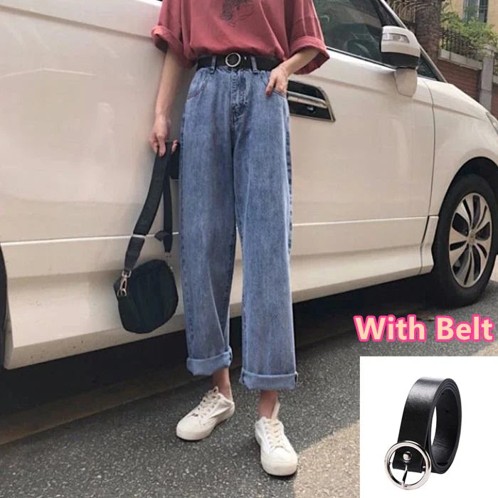 vmtvr Boyfriend Jeans Women Summer Denim Solid High Waist Loose Casual Straight Korean Streetwear Lady Trouser Vintage Harem Long Pant