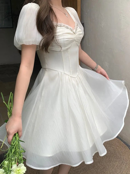 vmtvr Summer Elegant and Chic Women Fashion Party Dress Vintage Casual A-Line Chiffon Birthday Prom Wedding Vestidos Female Robe