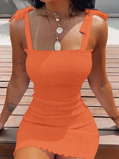 Sexy Women's Bodycon Dress 2023 New Summer Fashion White Sling Strapless Folds Mini Slim Pencil Print Tank Dresses For Women