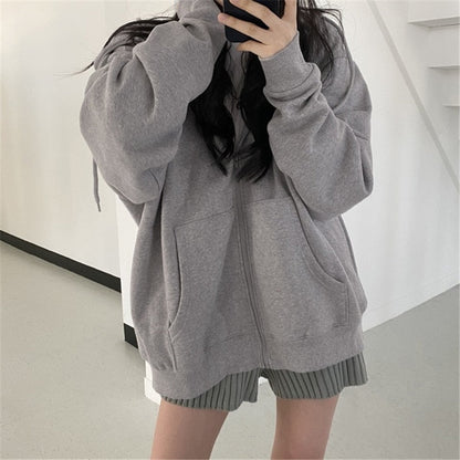 -Fall Outfits Long Sleeve Top  Vintage Oversized Hoodies Women Letter Printing Zip Up Sweatshirts Streetwear Casual Long Sleeve Hooded Sweatshirt Clothes Top