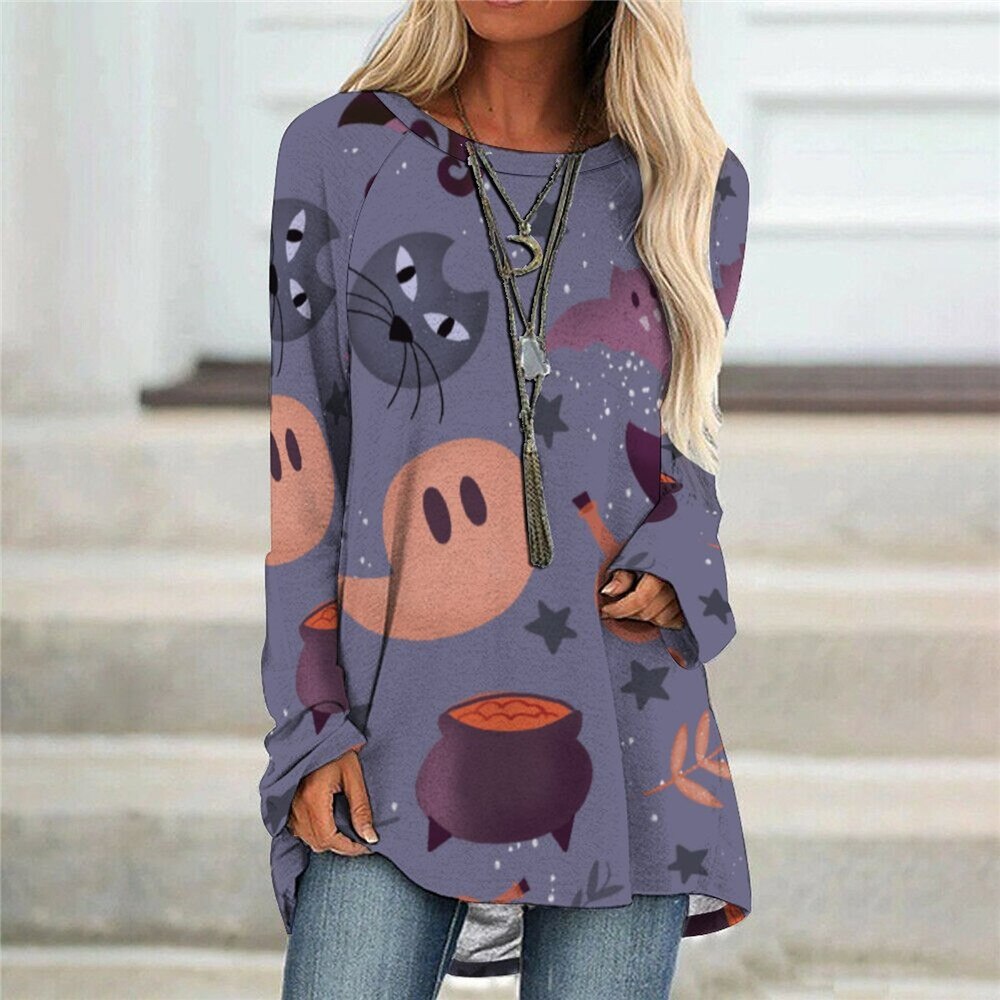 halloween Women Sweatshirts Pumpkin Ghost Printed Costume Halloween Dresses  New Female Cosplay Festival Clubwear Vintage Tops