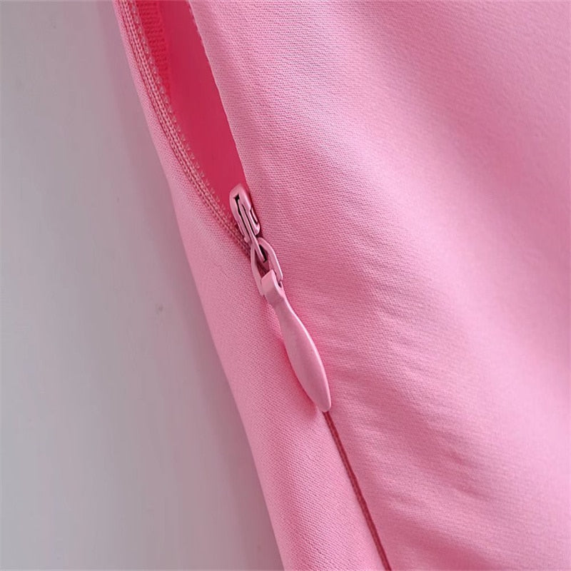 vmtvr -  New Women Hollow Design Silk Satin Texture Midi Suspender Dress Summer Sexy Revealing Back Slit Slim Pink Dress