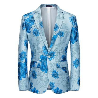 jiaabc Fashion New Men's Casual Boutique Business Wedding Host Slim Bronzing Suit Flower Jacket Dress Blazers Coat