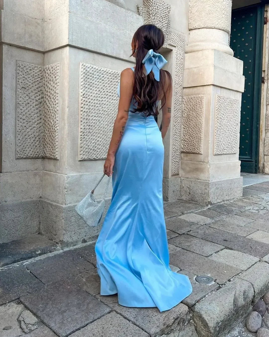 vmtvr  -  Sexy Mermaid Prom Dresses One Shoulder Backless High Side Split Formal Evening Birthday Party Pageant Evening Dresses Custom